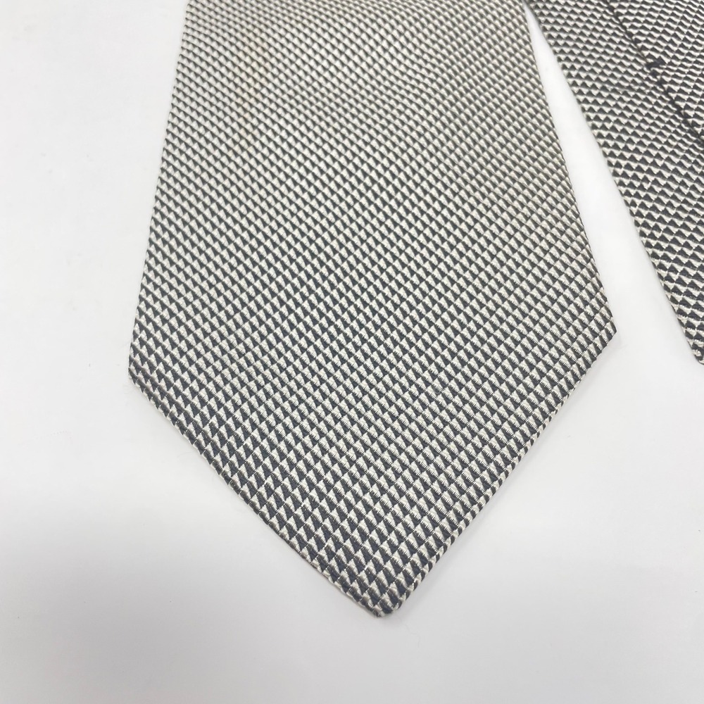 Ralph Lauren Purple Label Silver Black Geometric Silk Tie Hand Made in England - Picture 3 of 5